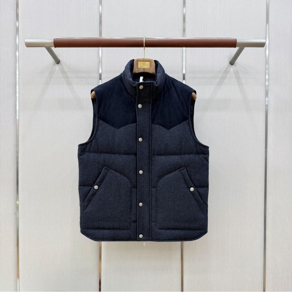 Brunello Cucinelli Navy Quilted Puffer Vest
